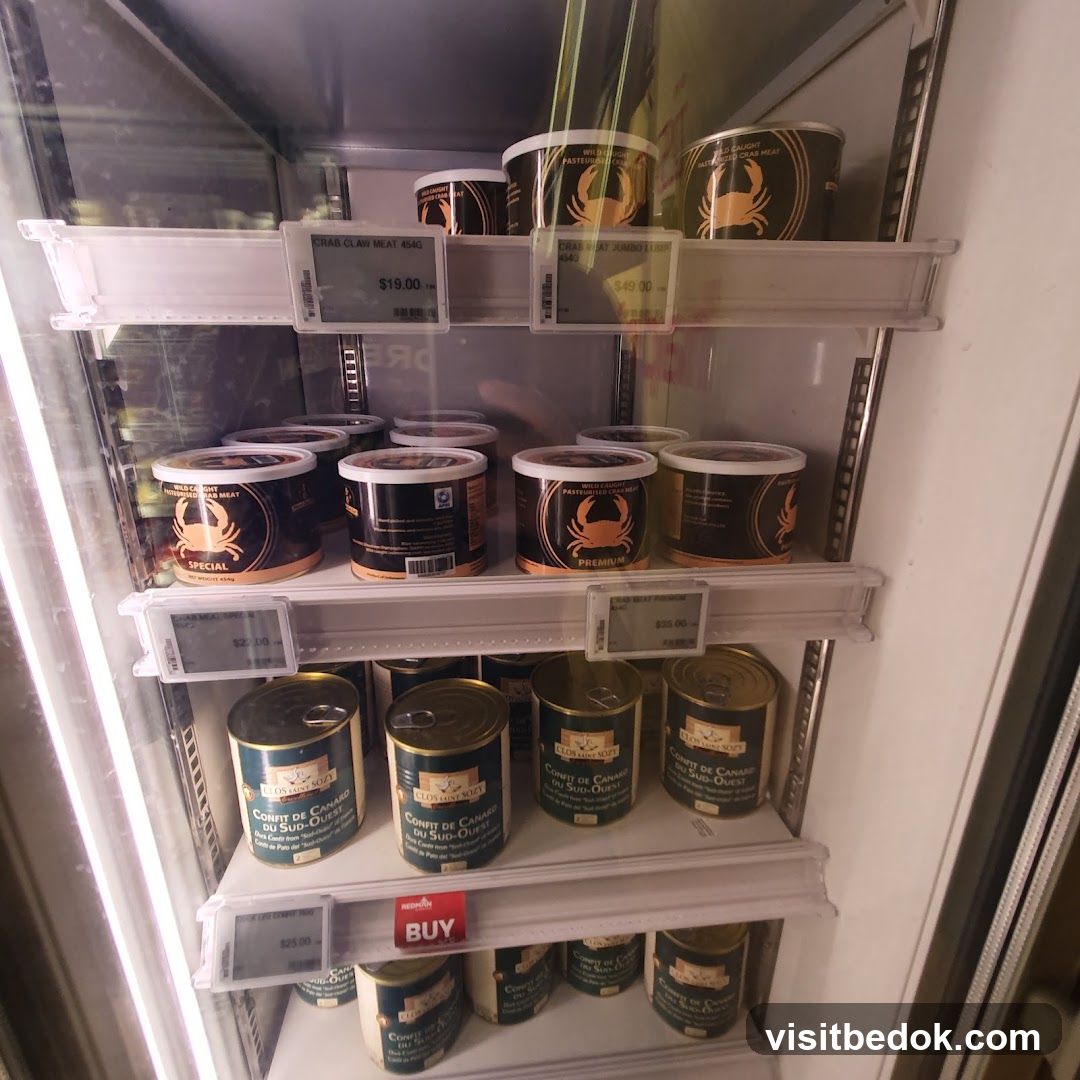 Refrigerated Display Case with Crab Meat and Duck Confit