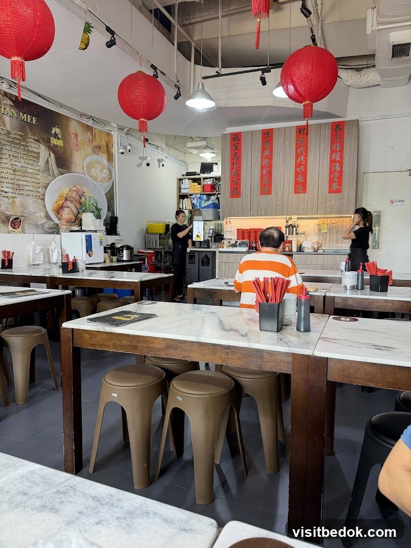 Restaurant Interior with Red Lanterns