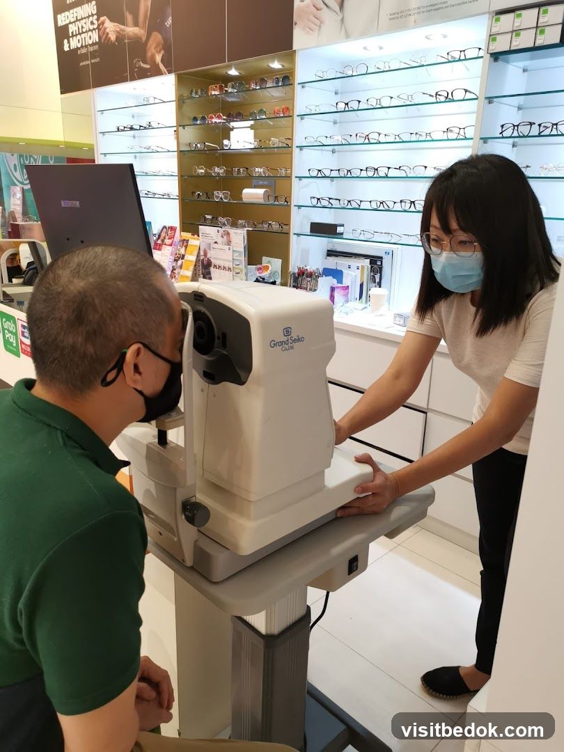 Optometrist examining a patient