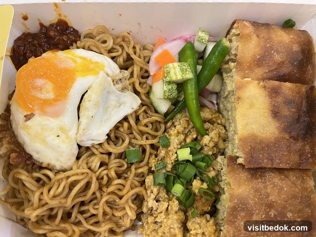 Noodle Dish with Egg and Savory Pastry