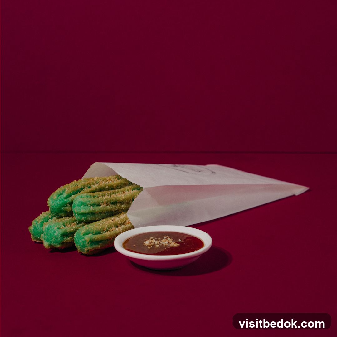 Green Churros with Chocolate Dip