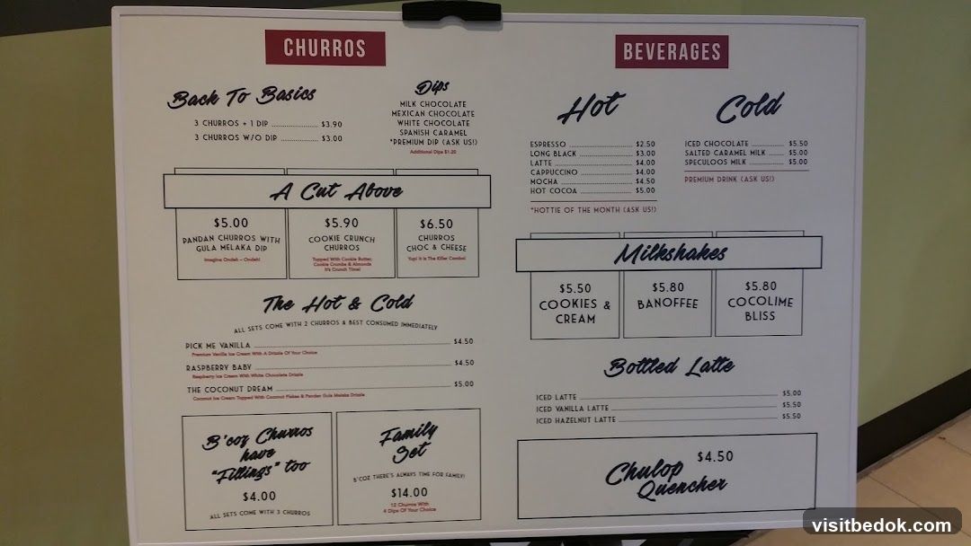 Churros and Beverages Menu