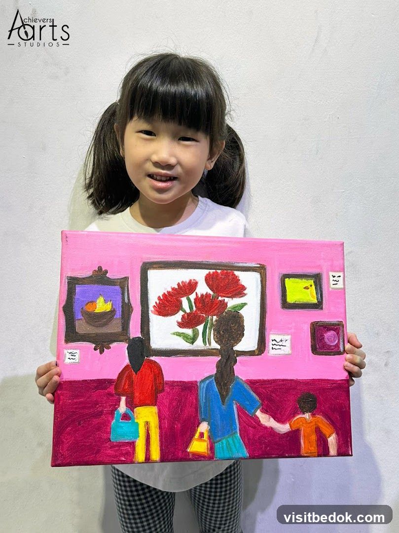 Young Girl Holding Up a Painting