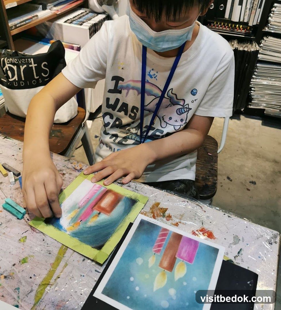 Child creating art