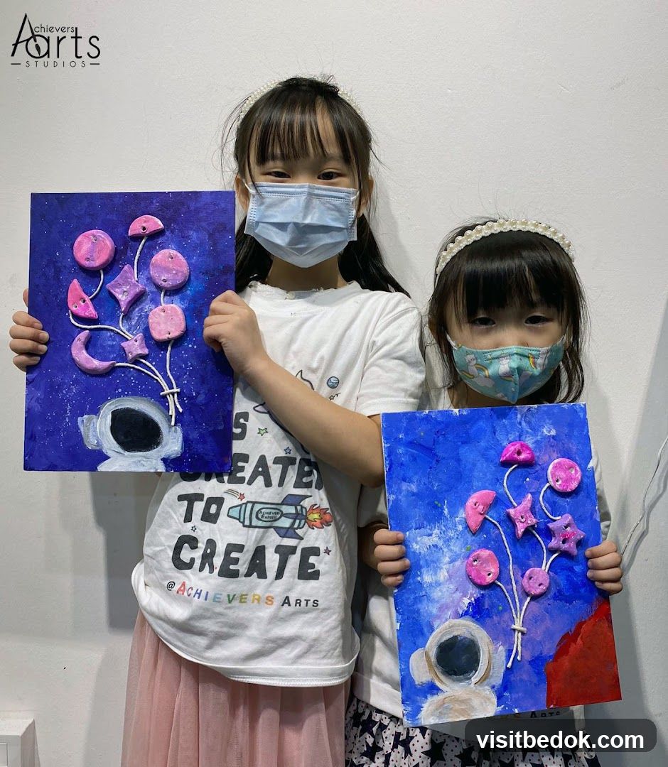 Children with artwork