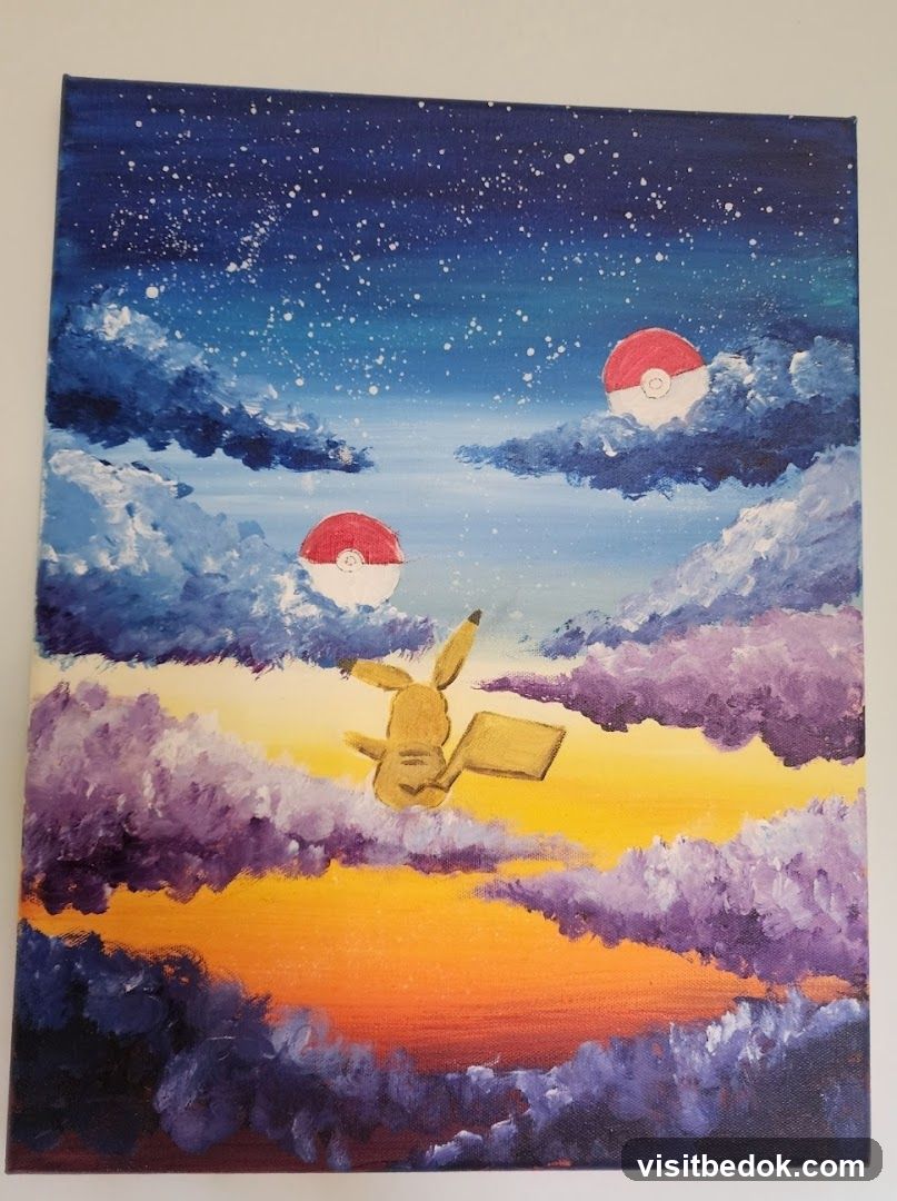 Pikachu and Pokeballs in the Sky