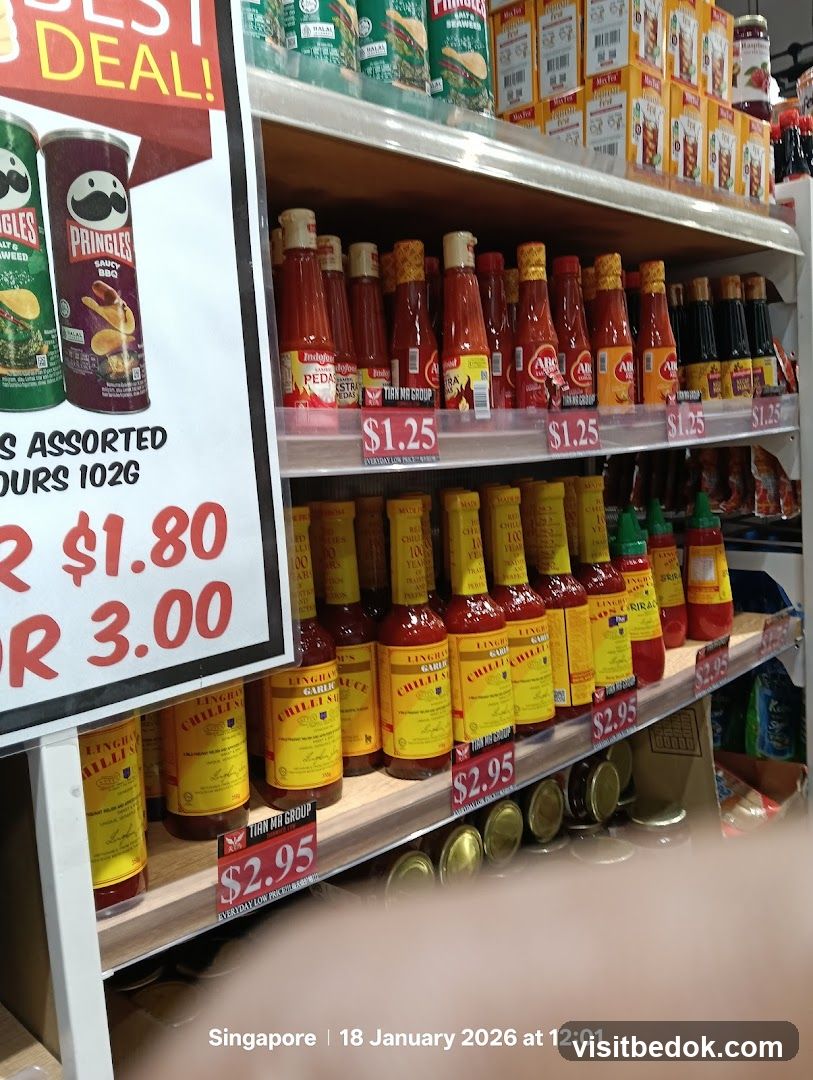 Condiments and Snacks on Shelves