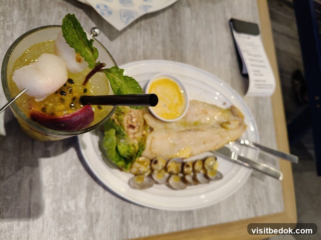 Fish and Clams with Passion Fruit Drink