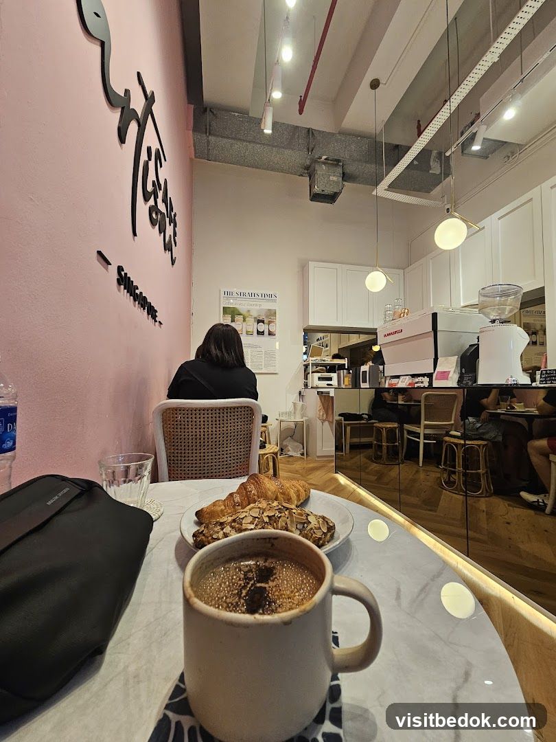 Cafe Interior with Coffee and Pastries
