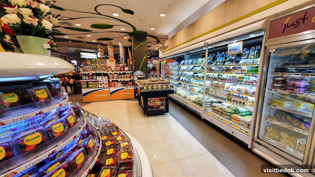 Supermarket Interior with Produce and Refrigerated Goods