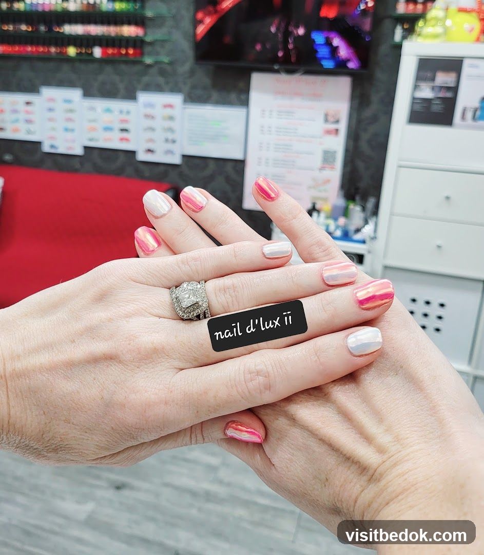 Nail Salon Interior with Manicured Hands