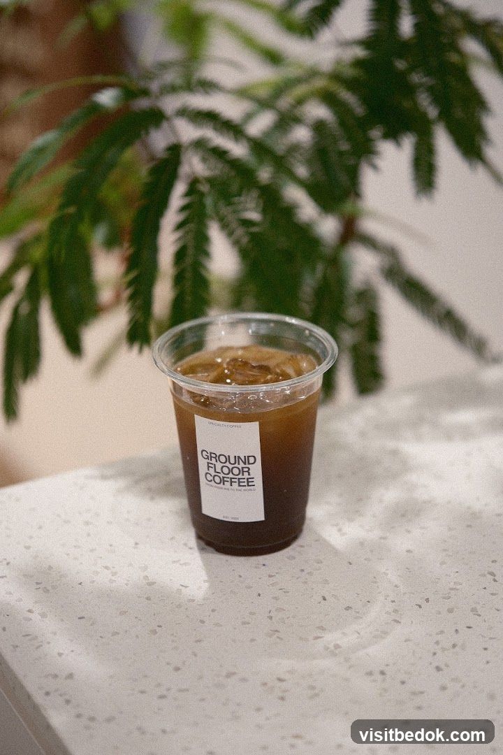 Iced Coffee with Ground Floor Coffee Label