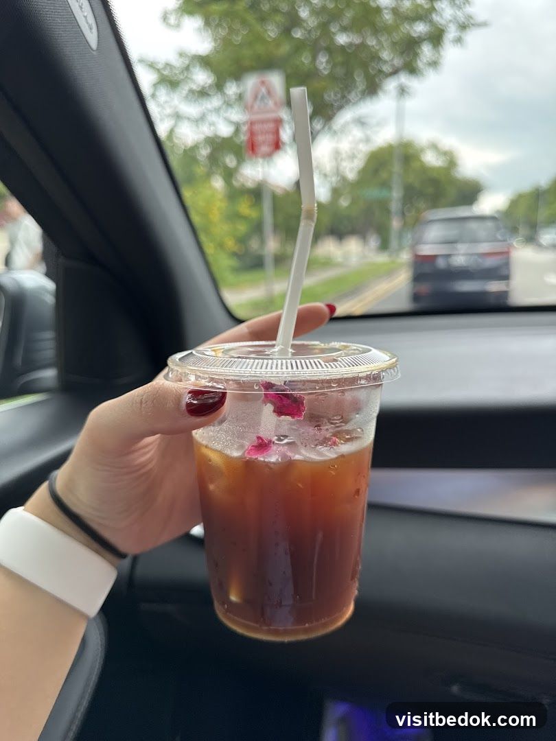 Iced Coffee with Rose Petals