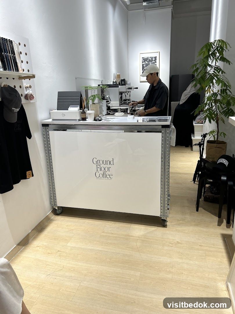 Coffee counter with barista
