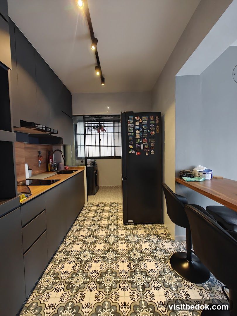 Modern Kitchen with Ornate Flooring