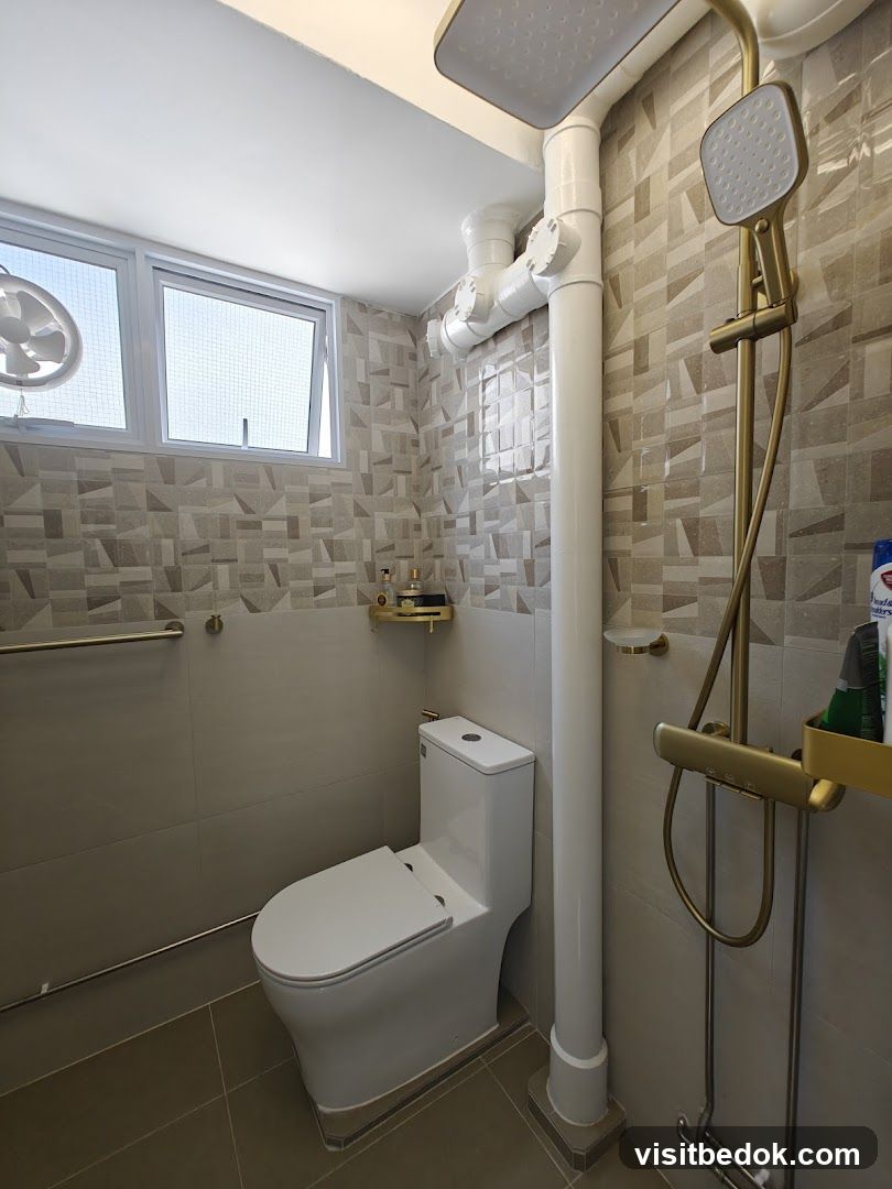 Modern Bathroom with Gold Fixtures