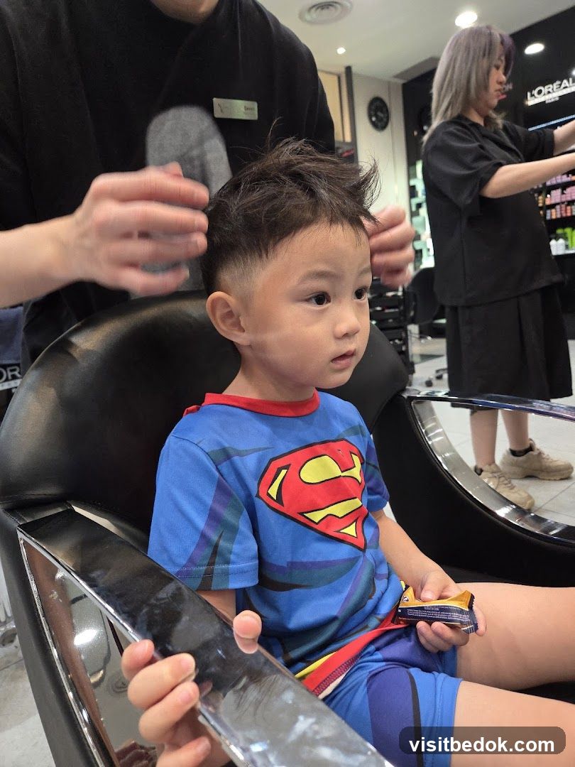 Child getting a haircut