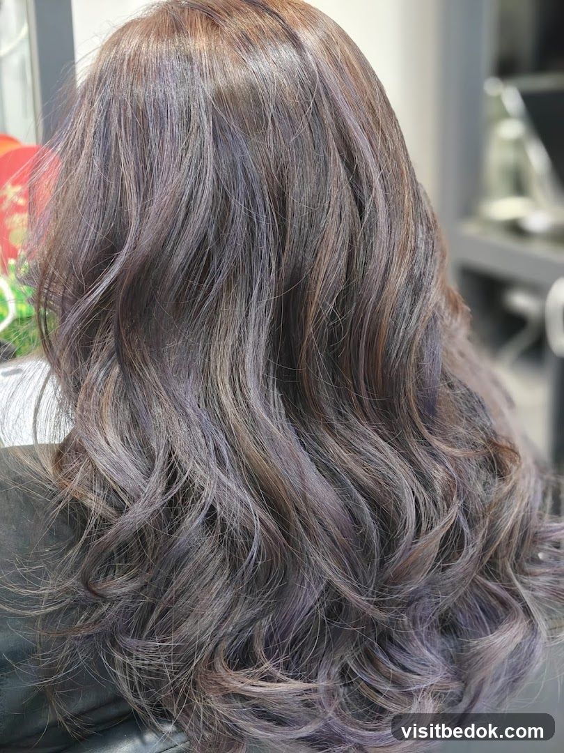 Wavy Hair with Subtle Purple Tones