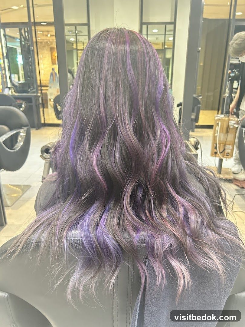 Woman with purple highlights