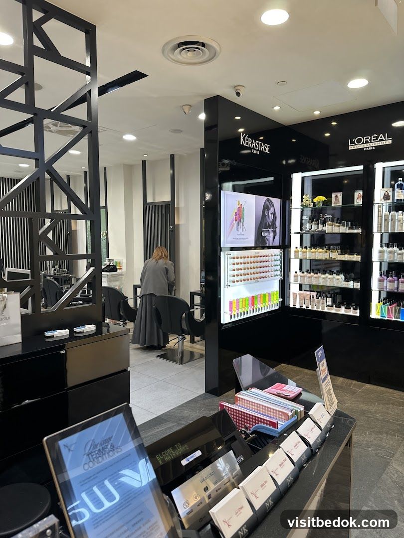 Hair Salon Interior with Products and Staff