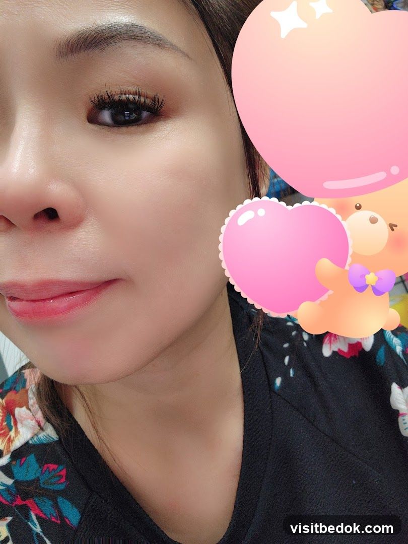 Woman with Eyelashes and Pink Heart Stickers