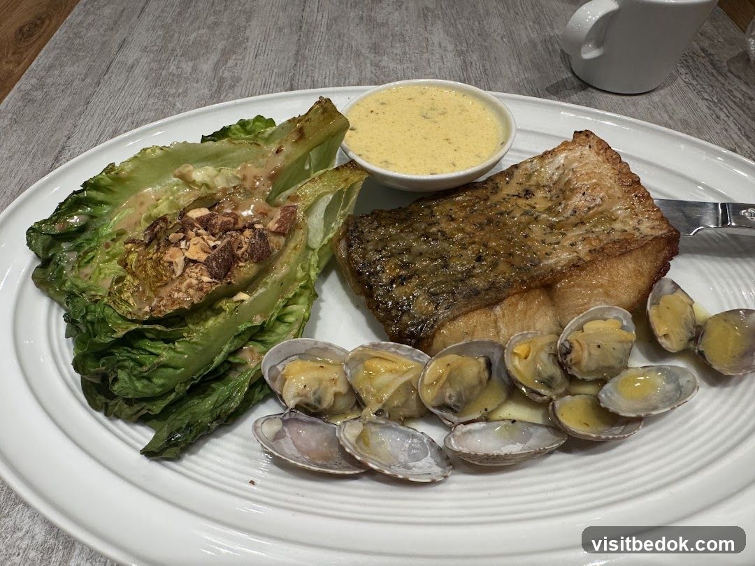 Fish and Clams with Salad