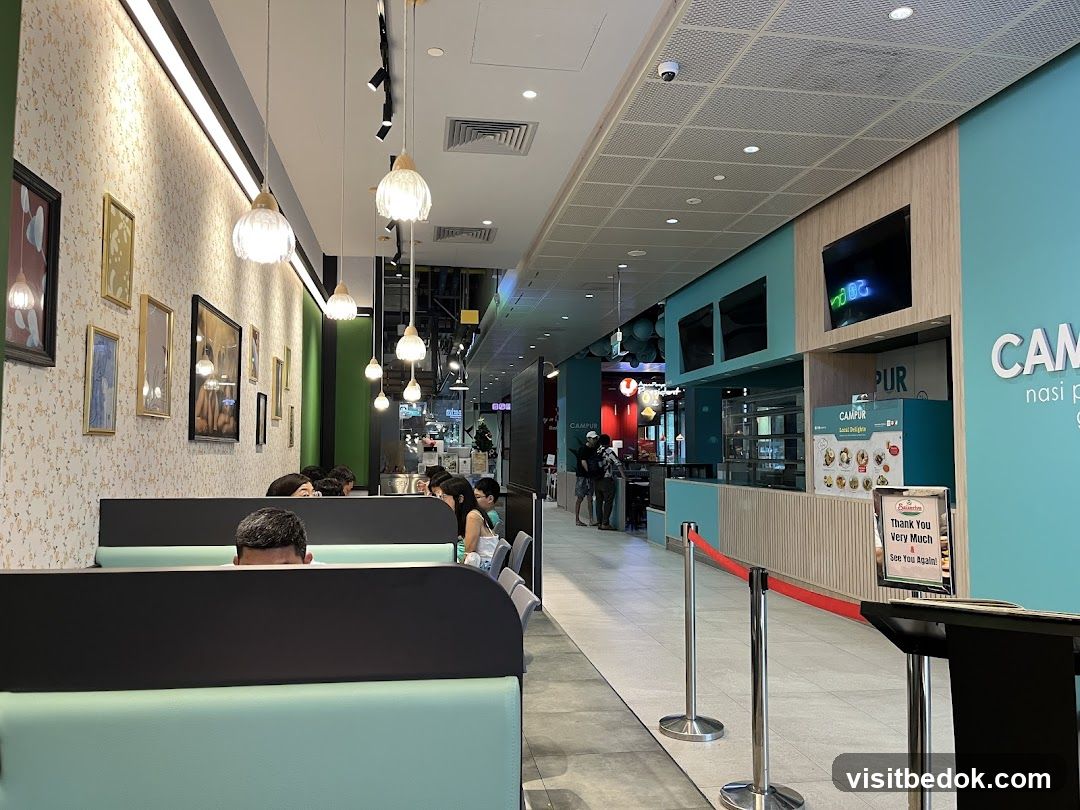 Restaurant Interior with Booth Seating and Counter