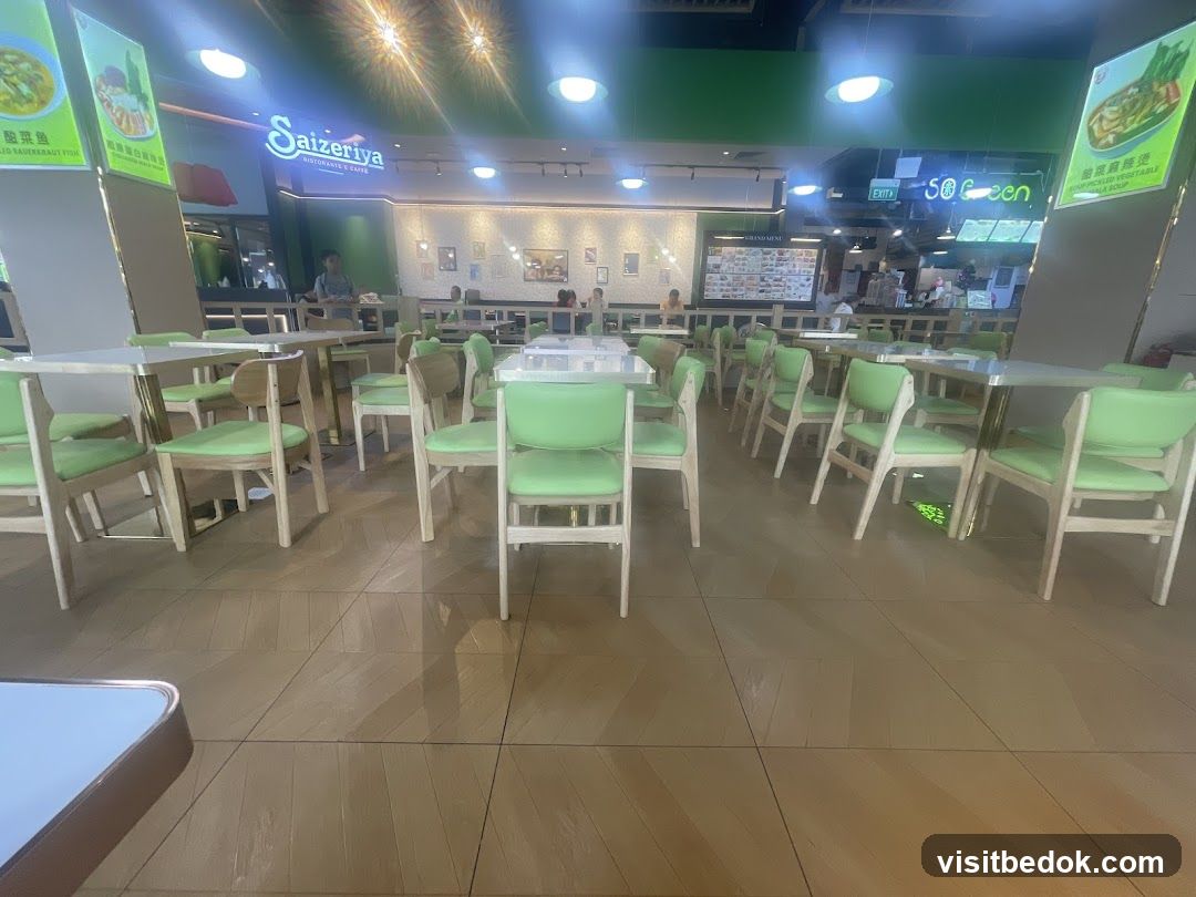Restaurant Interior with Green Chairs