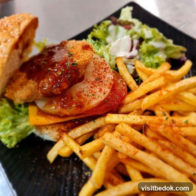 Burger with Fries and Salad