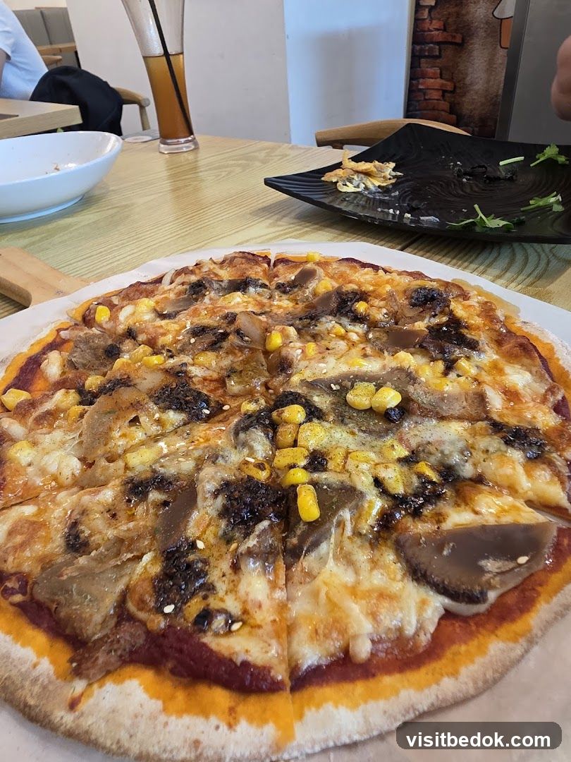 Pizza with Corn and Mushrooms