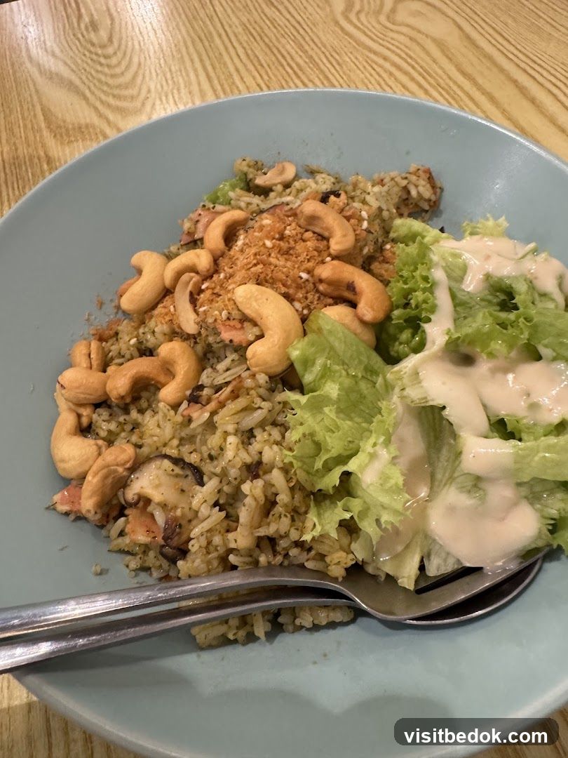 Fried Rice with Cashews and Salad