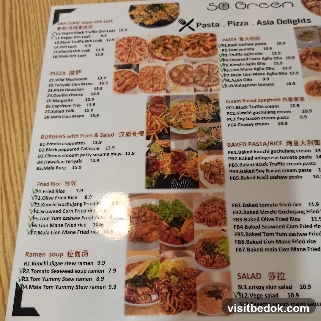 So Green Menu
