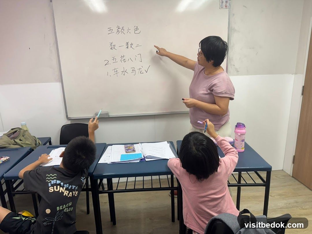 Classroom scene with teacher and students