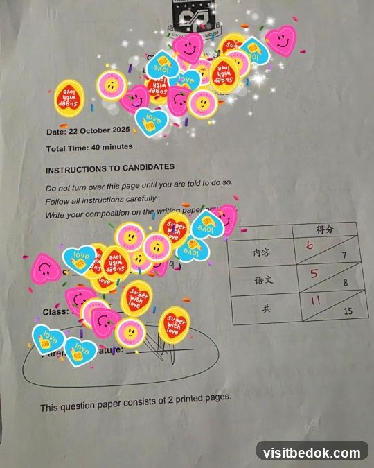 Exam Paper with Stickers