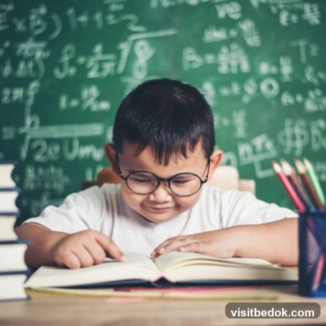 Boy Reading at Desk