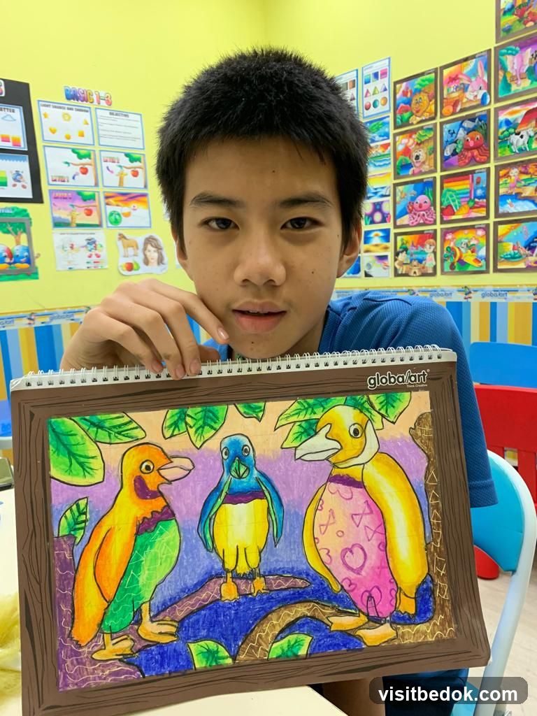 Young artist with drawing