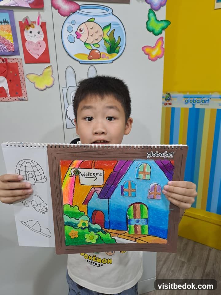 Child holding artwork