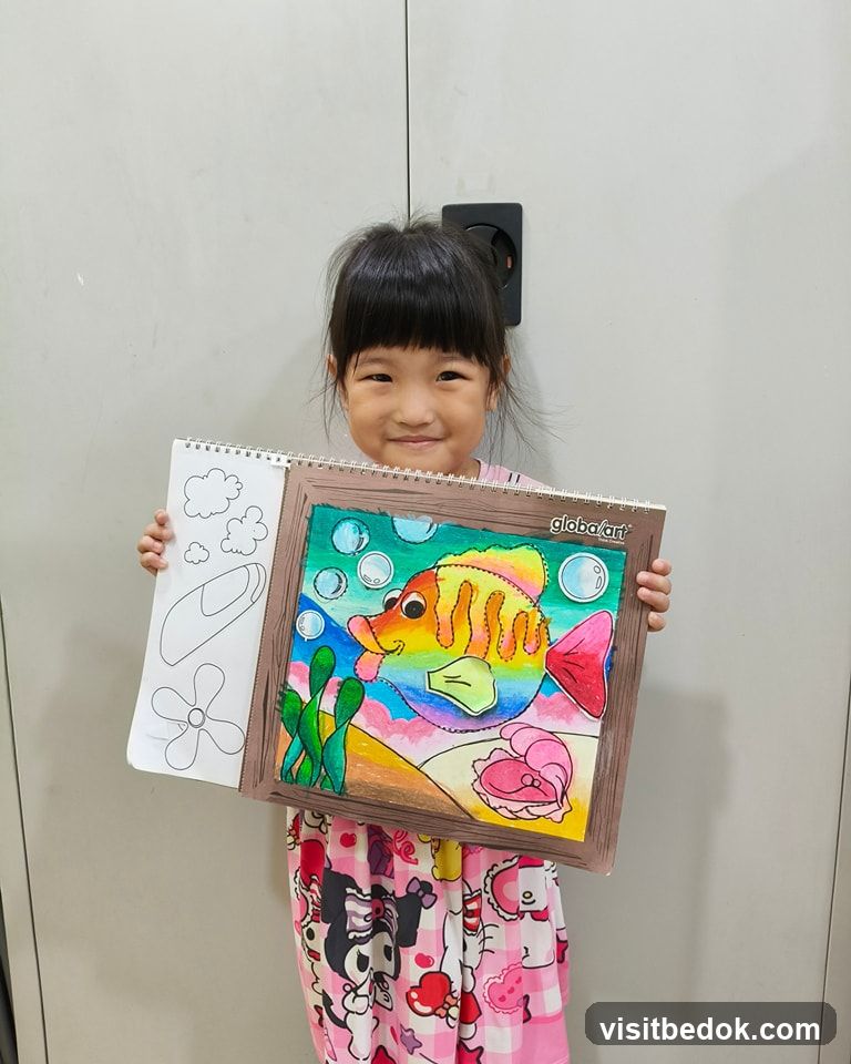 Child holding artwork