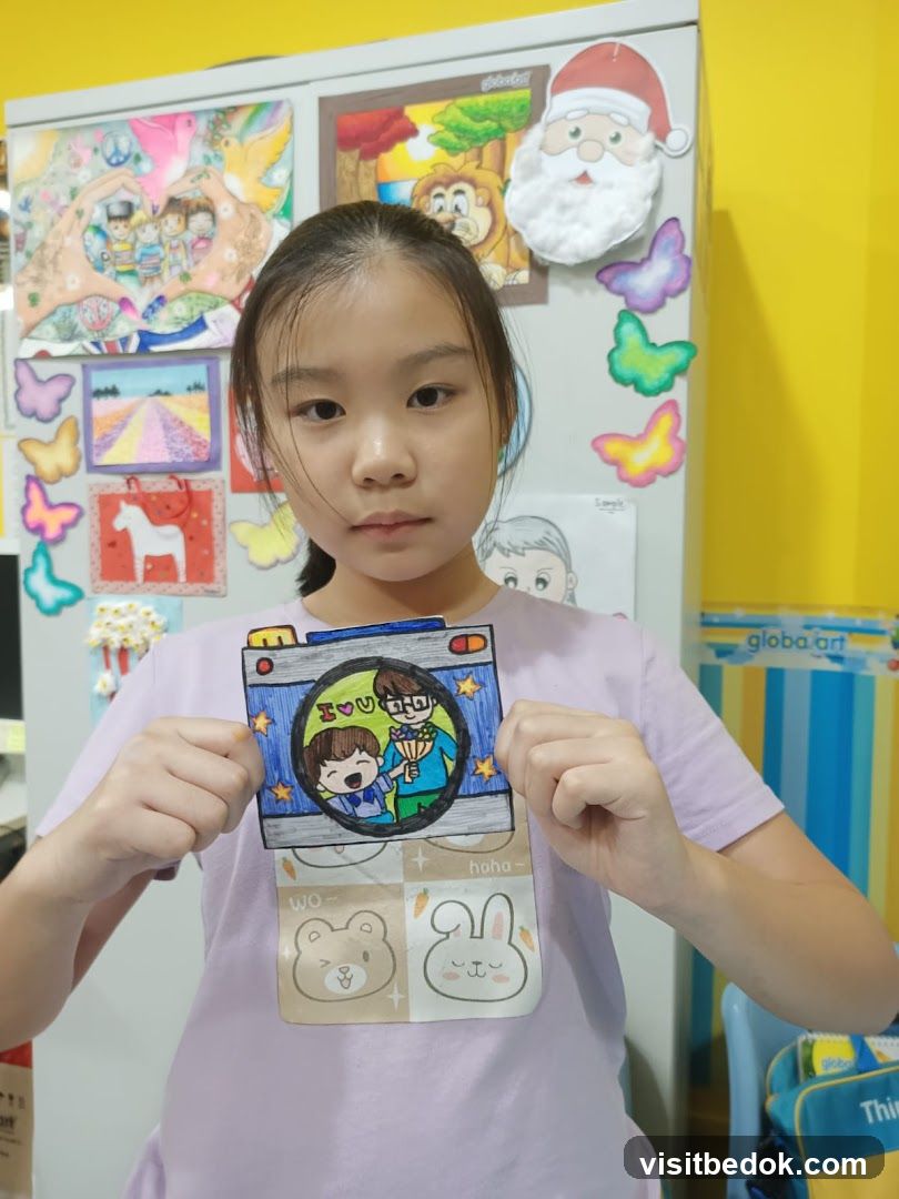 Girl holding a drawing
