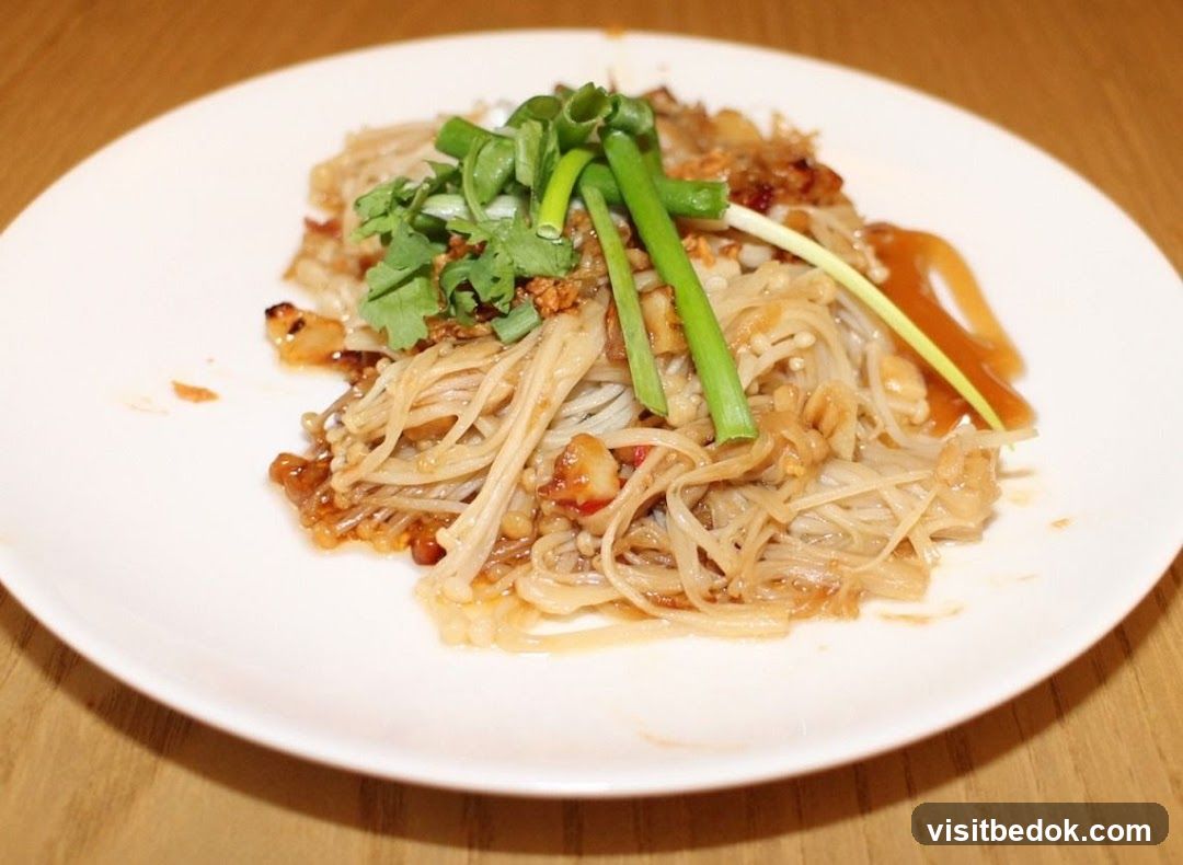 Enoki Mushrooms with Garlic and Scallions