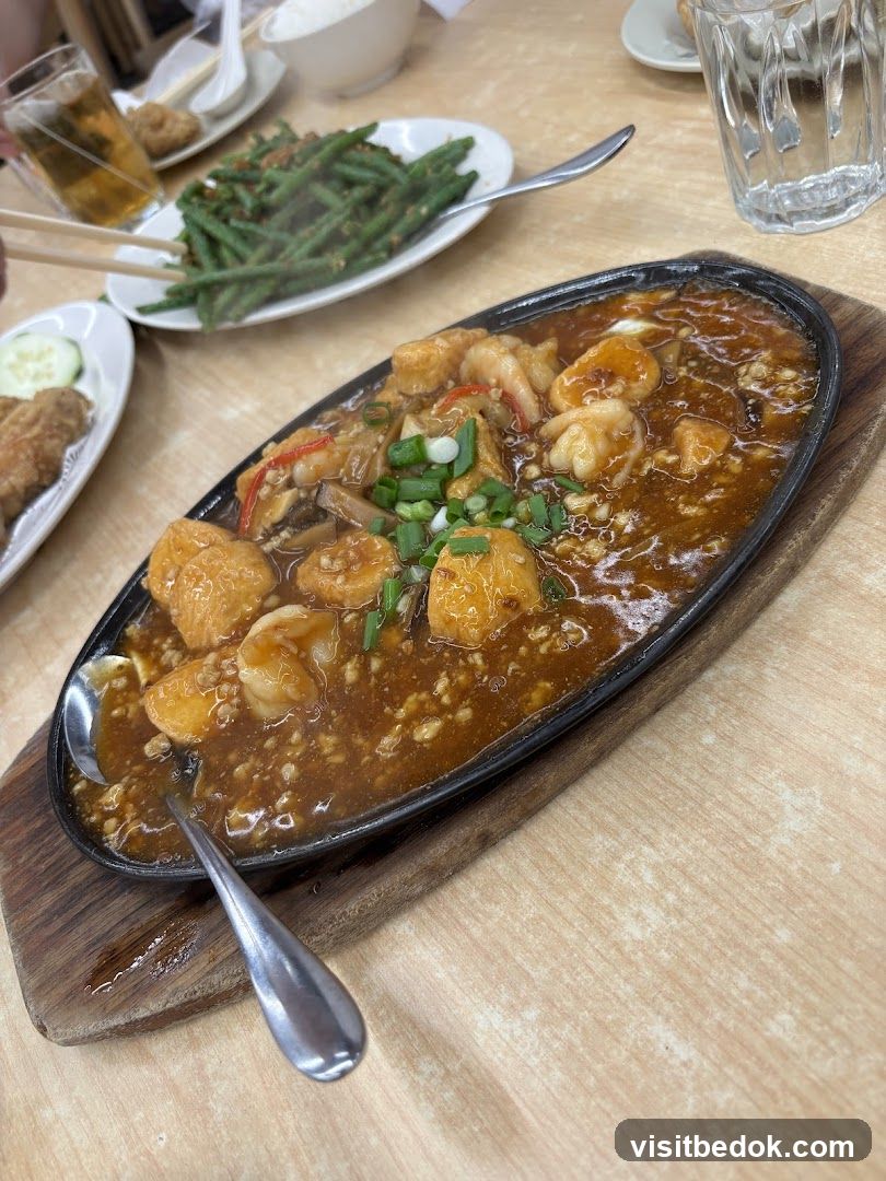 Sizzling Tofu and Shrimp Dish