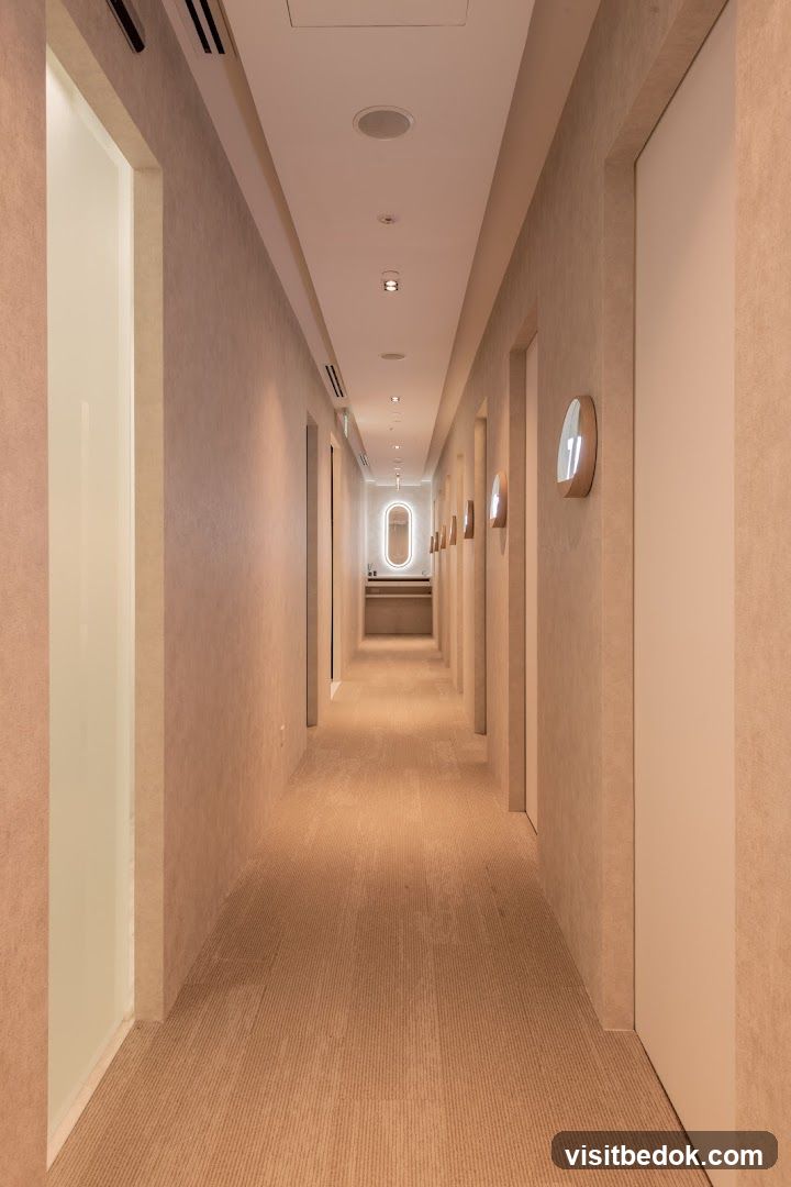 Hallway with Oval Mirror and Lights