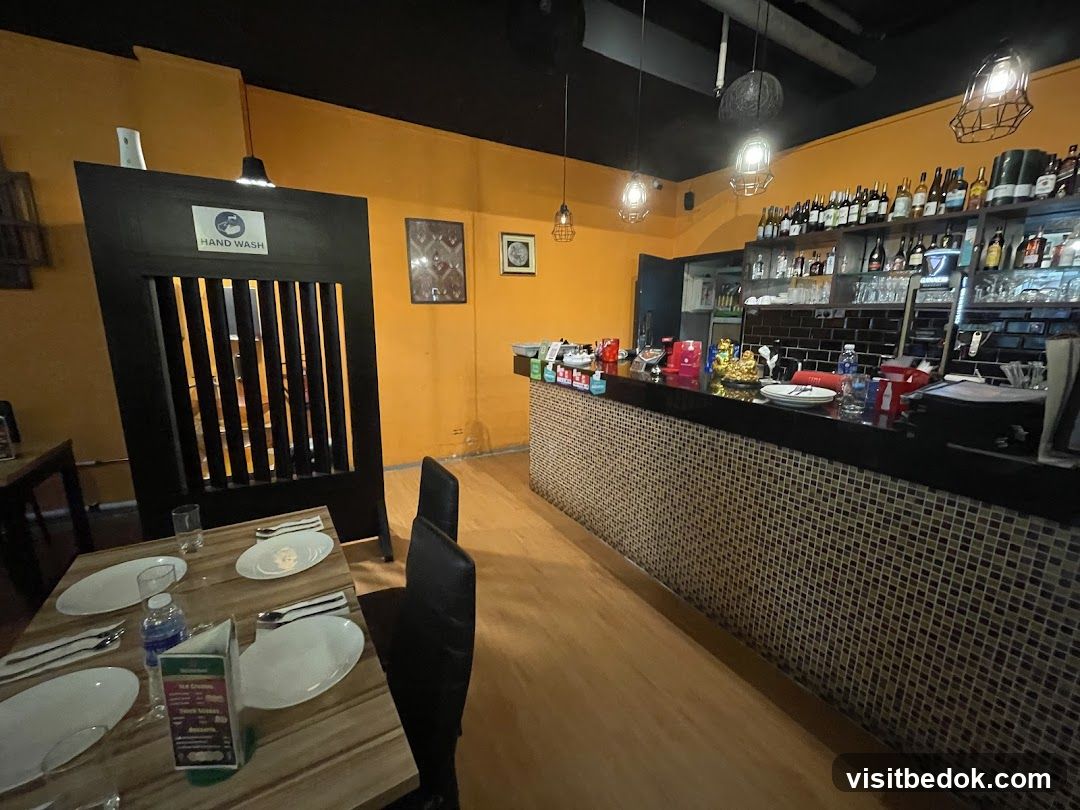 Restaurant Interior with Bar and Dining Area