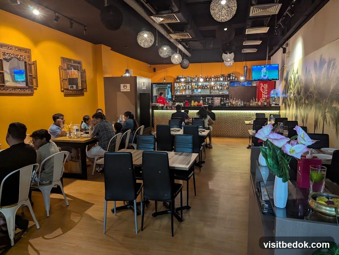 Restaurant Interior with Bar and Dining Area