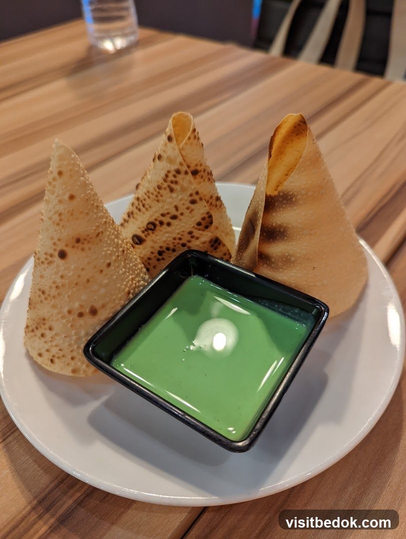 Crispy Cones with Green Dip