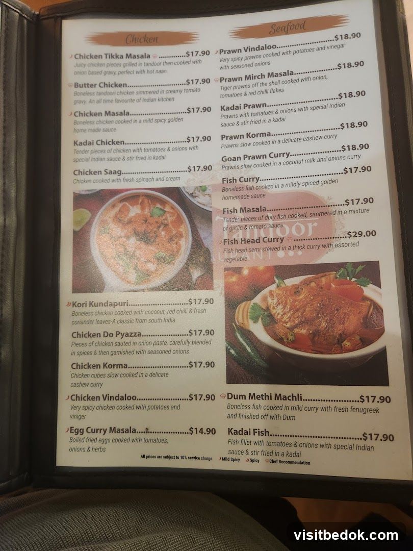 Chicken and Seafood Menu