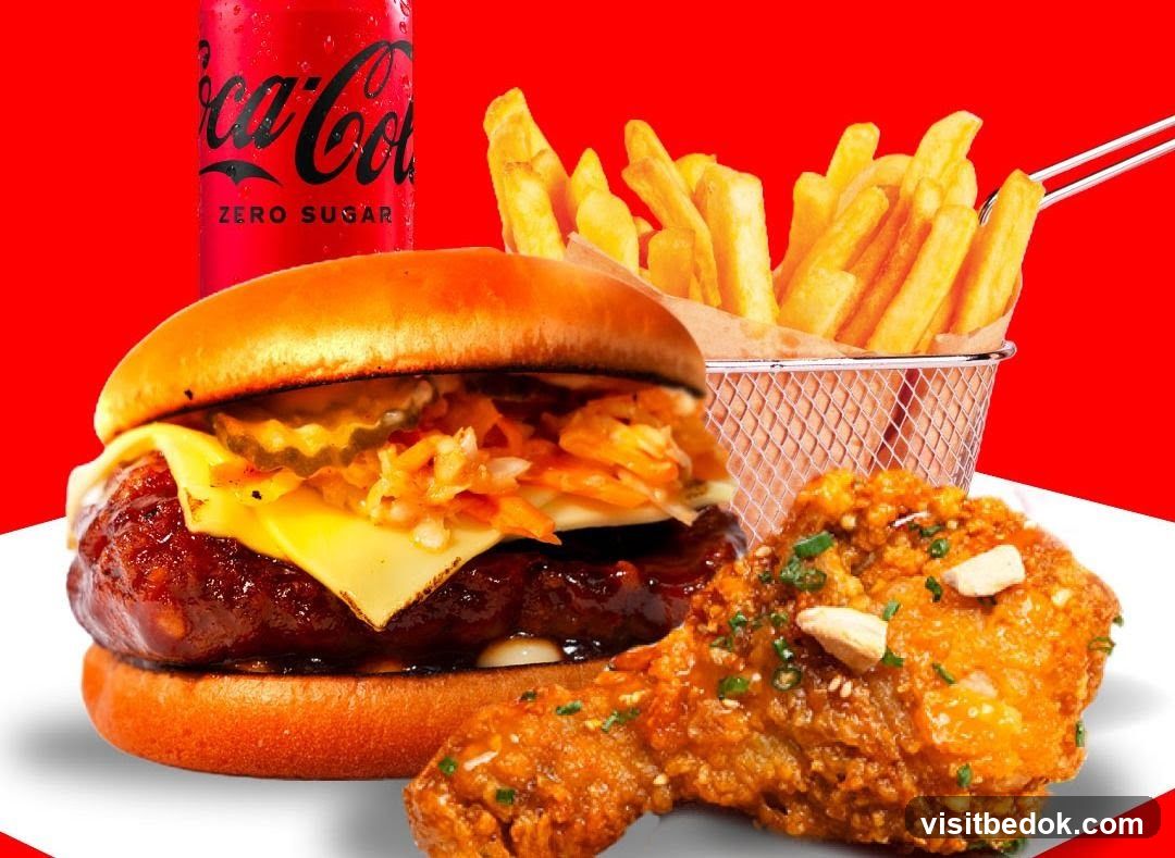 Burger, Fries, and Fried Chicken