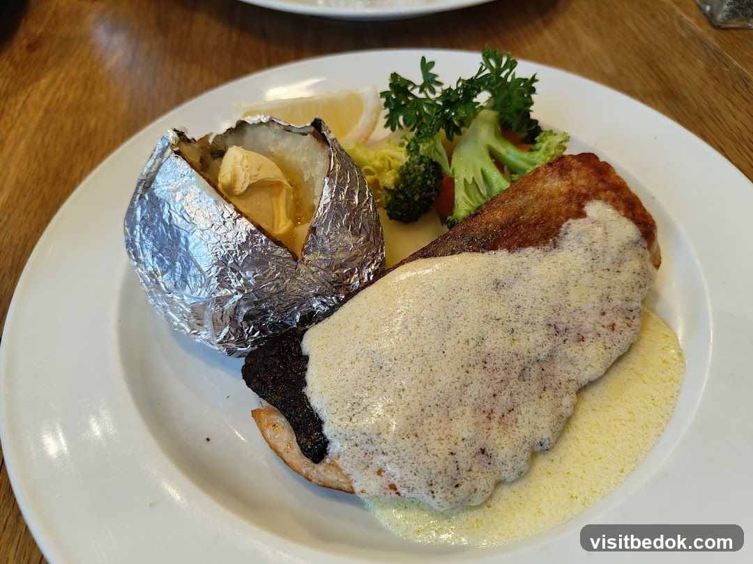 Fish with Baked Potato and Vegetables