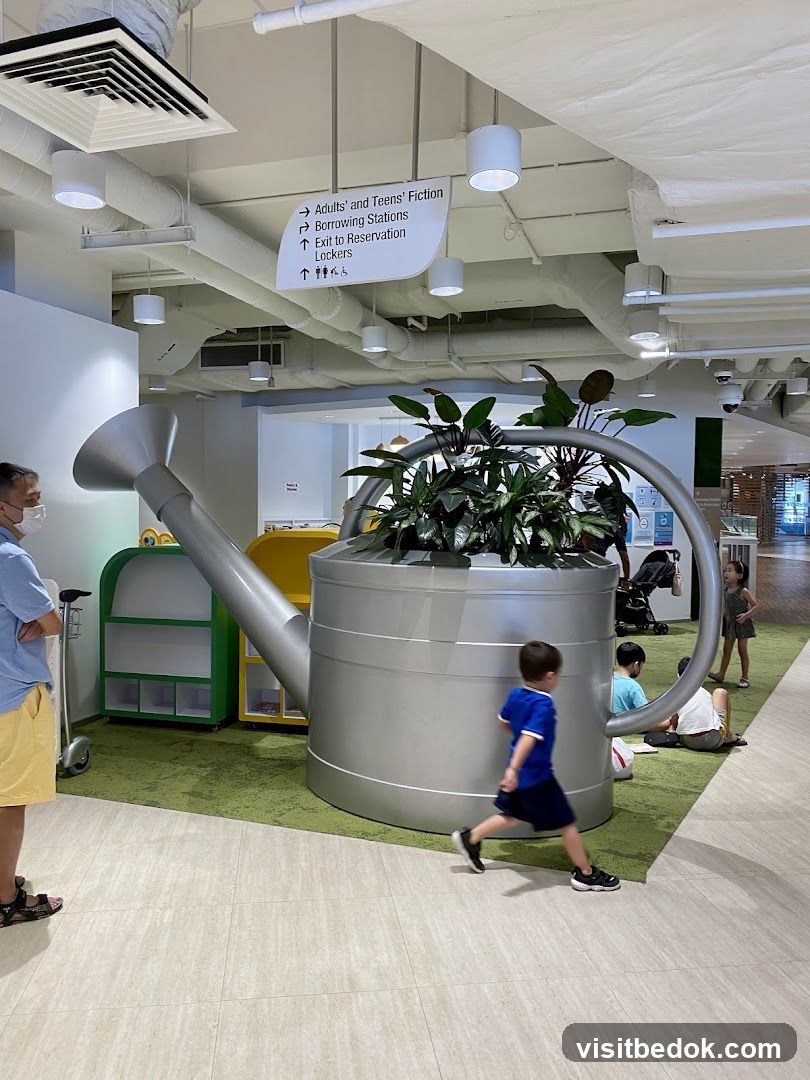 Library Interior with Watering Can Feature
