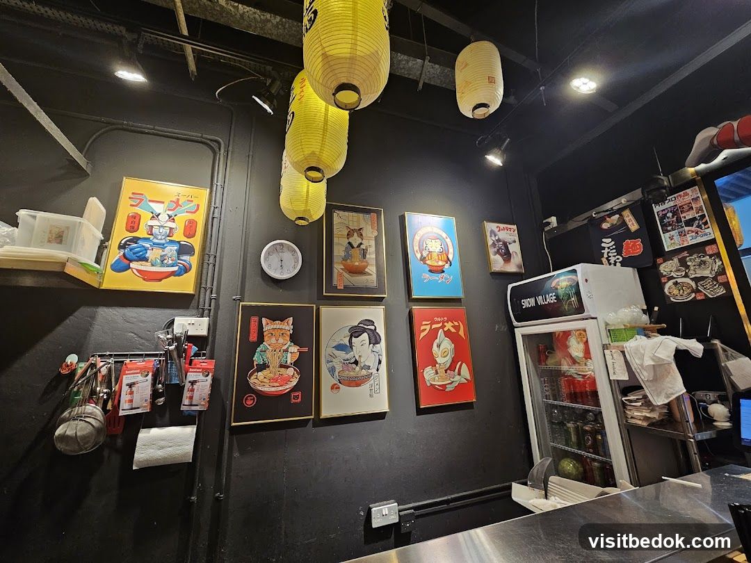 Restaurant Interior with Japanese-themed Art